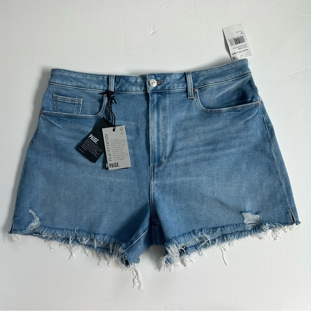 PAIGE Allure Short 34 Leela Deconstructed Raw Hem High Rise Denim Cutoffs